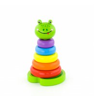 Drevené krúžky Montessori zelená Žabka